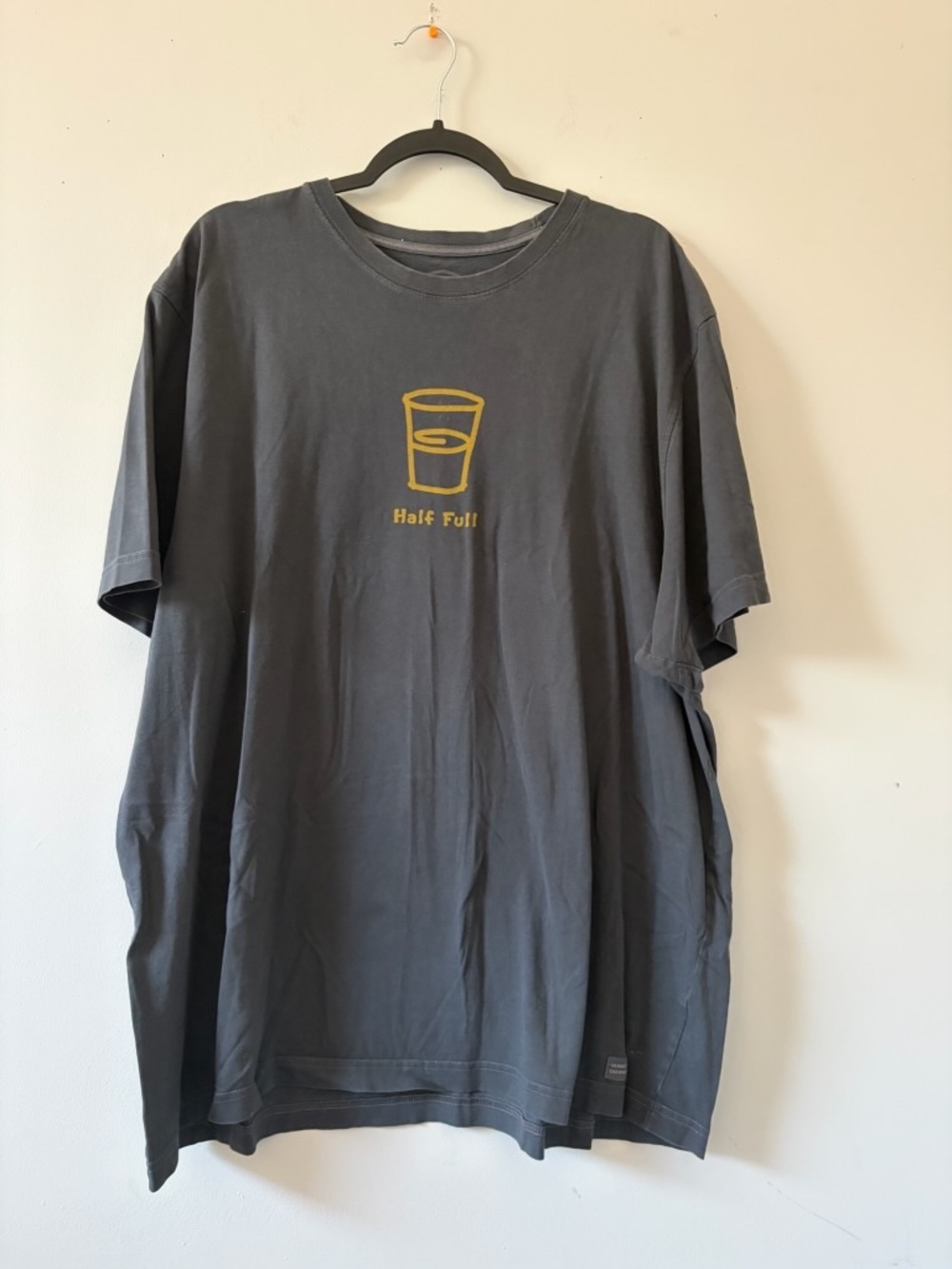Life Is Good Charcoal Short-Sleeve Tee with Yellow 'Half Full' Graphic